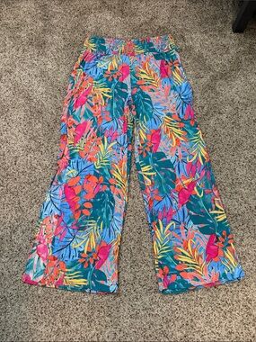 Kona Sol Tropical Wide-Leg Swimsuit Coverup Pants
